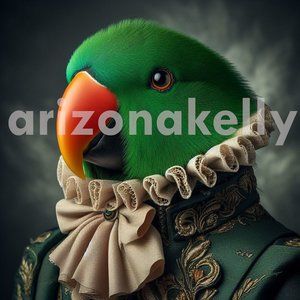 3x3 magnet male eclectus parrot in fancy dress
